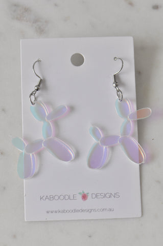 Balloon Dog Transparent Translucent Drop Dangle Earrings