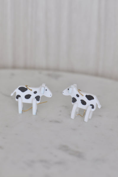 *** Novelty Cow Farm Animal Drop Dangle Earrings