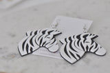 Acrylic Perspex Laser Cut Zebra Drop Earrings