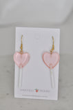 Candy Lollipop Heart Sugar Sweets Dangle Earrings - Pink