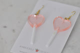 Candy Lollipop Heart Sugar Sweets Dangle Earrings - Pink