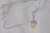 Miniature 3D Ice Cream Dangle Earrings - Taro Purple with Sprinkles