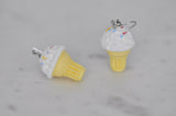 Miniature 3D Ice Cream Dangle Earrings - Vanilla with Sprinkles