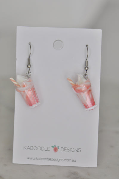 Strawberry Milkshake Thick shake Dangle Drop Earrings