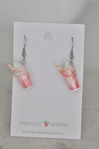 Strawberry Milkshake Thick shake Dangle Drop Earrings