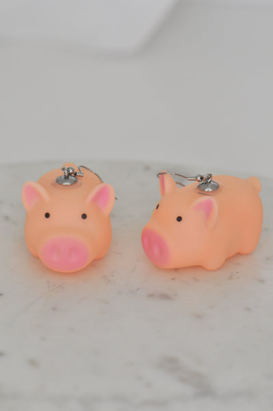 Novelty Pig Drop Dangle Earrings