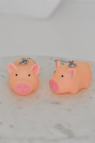 Novelty Pig Drop Dangle Earrings