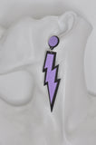 Acrylic Perspex Laser Cut Lightning Bolt Drop Earrings - Purple