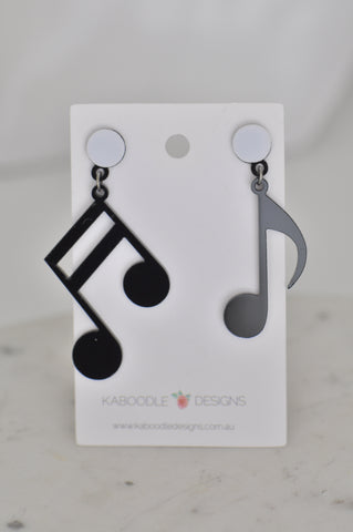 *** Acrylic Perspex Laser Cut Music Notes Drop Earrings