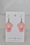 Bunny Rabbit Strawberry Drop Dangle Earrings