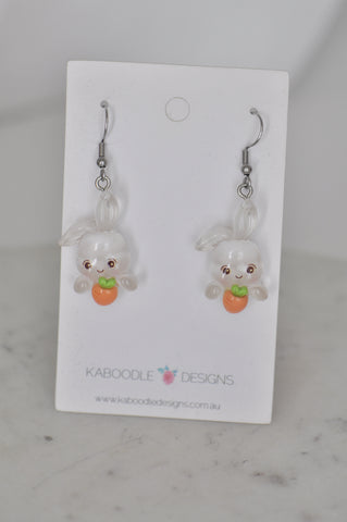 *** Bunny Rabbit Carrot Drop Dangle Earrings