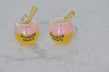 *** Bee Honey Pot Jar and Dipper Drop Dangle Earrings