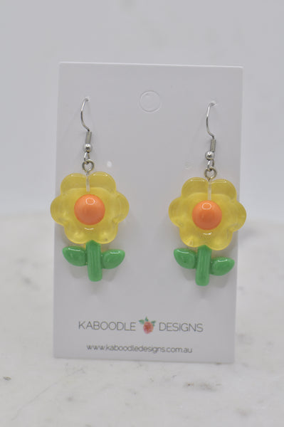 ***Yellow Flower Drop Dangle Earrings