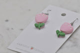 Tulip Flower Drop Dangle Earrings - Pink