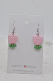 Tulip Flower Drop Dangle Earrings - Pink