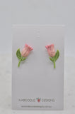 Tulip Flower Stud Earrings - Pink