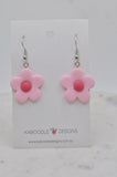 Flower Drop Dangle Earrings - Pink