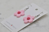 Flower Drop Dangle Earrings - Pink