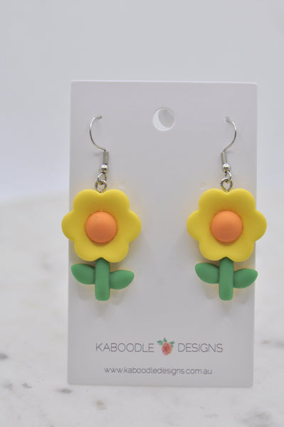 Yellow Flower Drop Dangle Earrings