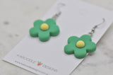 Flower Drop Dangle Earrings - Green