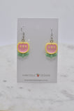 Tulip Flower Drop Dangle Earrings - Pink and Yellow