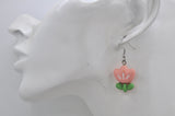 Tulip Flower Drop Dangle Earrings - Pink