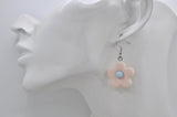 Flower Drop Dangle Earrings - Light Pink