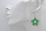 Flower Drop Dangle Earrings - Green