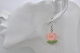 Tulip Flower Drop Dangle Earrings - Pink