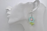 Blue Flower Drop Dangle Earrings