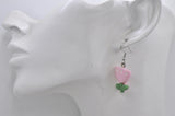 Tulip Flower Drop Dangle Earrings - Pink