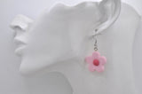 Flower Drop Dangle Earrings - Pink