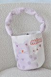 Soft Canvas Bucket Bag - Purple Cat