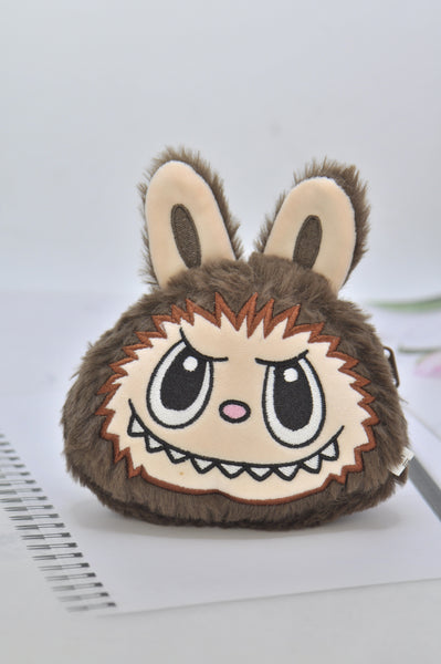 Cute Monster Coin Purse Handbag Keychain Keyring - Dark Brown