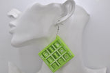 Naughts and Crosses Tic Tac Toe Drop Dangle Earrings - Green