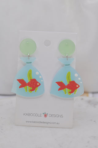 Acrylic Goldfish Bag Koi Drop Dangle Earrings