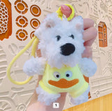 Dog with Pig Suit Plush Handbag Keychain Keyring - Yellow