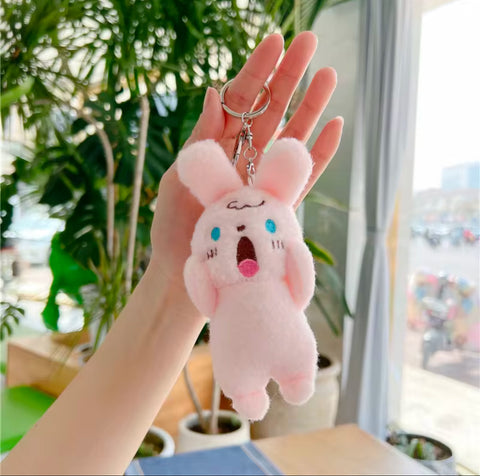 Bunny Rabbit Plush Handbag Keychain Keyring