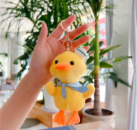 Duck Sailor Plush Handbag Keychain Keyring - Yellow