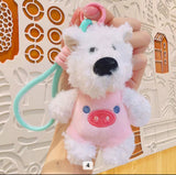 Dog with Pig Suit Plush Handbag Keychain Keyring - Pink