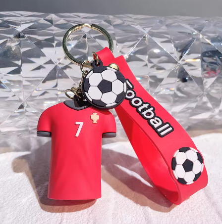 Football Number 7 Red Jersey Keychain Keyring