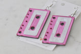 Acrylic Perspex Laser Cut Retro Cassette Tape Drop Earrings