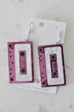 Acrylic Perspex Laser Cut Retro Cassette Tape Drop Earrings