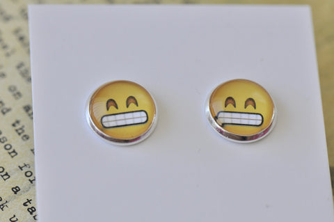 Emoji Emojicon Grinning Face Stud Earrings