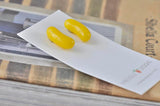 Jelly Bean Candy Lolly Novelty Fun Stud Earrings - Yellow