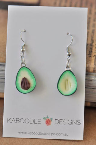 Avocado Polymer Clay Fruit Drop Earrings