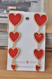 Red Hearts Drop Dangle Earrings