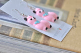 Llama Alpaca Resin Novelty Fun Drop Dangle Earrings - Pink