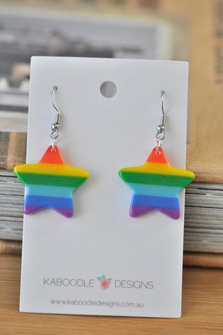 Acrylic Resin Rainbow Star Machine Drop Dangle Earrings