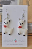 Llama Alpaca Resin Novelty Fun Drop Dangle Earrings - White